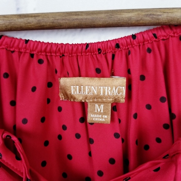 Ellen Tracy Polkadot Retro BOHO Tunic Size Medium - Picture 5 of 7